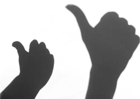 The shadow of the hand white background close-up 写真素材