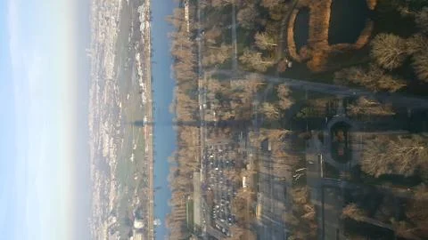 Shadow of the Highest Tower Danube crossing Danube Donau River Vienna Austia 库存照片