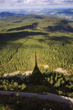 Shadow of the Jested tower, Liberec, Czech Republic Stock Photos