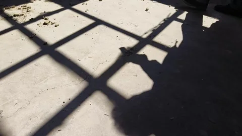 Shadow of a killer with gun in a dark scary building Stock Footage 269904048