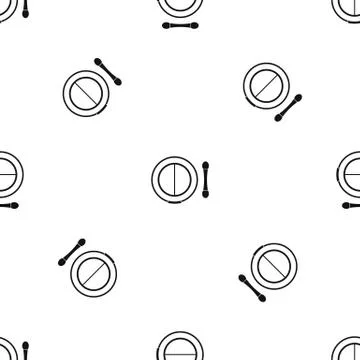 Shadow kit with applicator pattern seamless black Stock Illustration