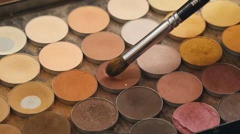 Shadow kit with brush for make-up Stock Footage 62438655