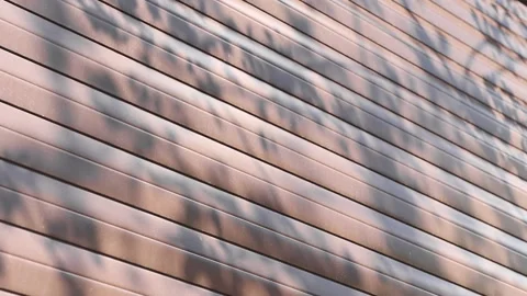 The shadow from the leaves of the plant on the wall with horizontal stripes. Stock Footage 194233019