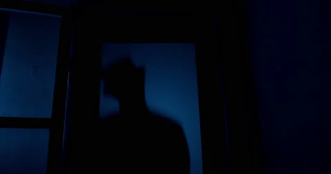 Shadow man approaching a door Stock Footage 163042036
