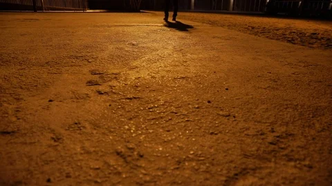 Shadow of a man in the city at night Stock Footage 104123559