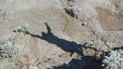 Shadow of man climbing to the top of mountain. Video stock 137412871
