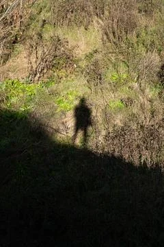The shadow of a man in the distance looking down. The shadow of a man at th.. Stock Photos
