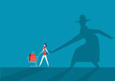 Shadow man pickpocket steal wallet from the purse vector Stock Illustration