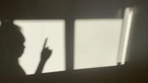 Shadow of a man pointing angryly Stock Footage 302879577