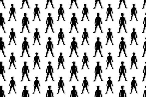 Shadow of a man seamless pattern on a white background. Illustrazione stock