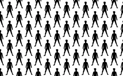 Shadow of a man seamless pattern on a white background. 스톡 사진