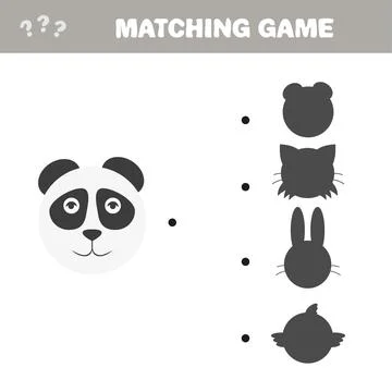 Shadow matching game. Educative game for children - young panda bear Stock Illustration