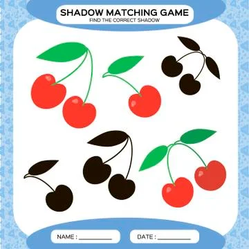 Shadow matching game. Find the correct shadows. Activity page for kids Stock Illustration