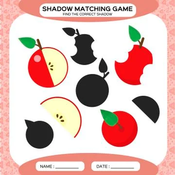 Shadow matching game. Find the correct shadows. Activity page for kids Stock Illustration