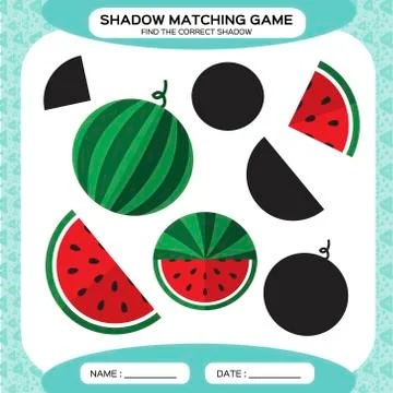 Shadow matching game. Find the correct shadows. Activity page for kids Stock Illustration