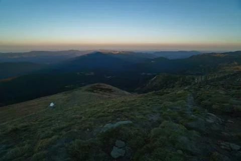 The shadow of Mount Hoverla - landscape of the Ukrainian Carpathian Mountains Stock Photos