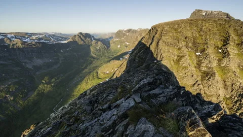 Shadow of the mountain peak Stock Footage 147435692