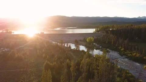 Shadow Mountain Reservoir Sunset 03 | Granby, Colorado | 4K Drone Footage Stock Footage 259900197