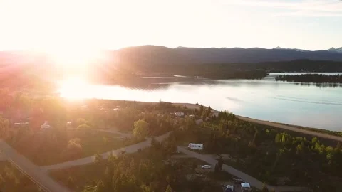 Shadow Mountain Reservoir Sunset 06 | Granby, Colorado | 4K Drone Footage Stock Footage 259908230