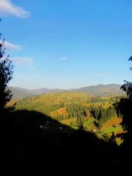 The shadow of the mountain before sunset Stock Photos