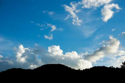 The shadow of the mountains, the background is the sky Foto stock