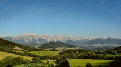 Shadow moving over Provence Alps valley in the afternoon time lapse Stock Footage 52654586