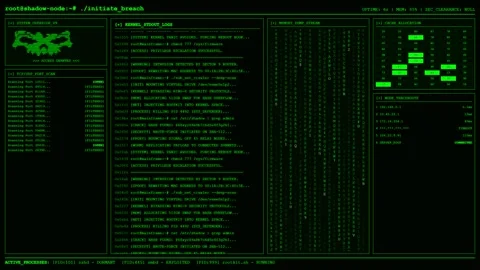 Shadow Node Breach Kernel Exploit Terminal Animation. Stock Footage 346713440