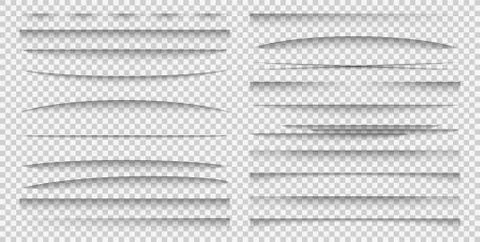 Shadow overlay effect. Realistic different forms paper divider set, poster or Illustrazione stock