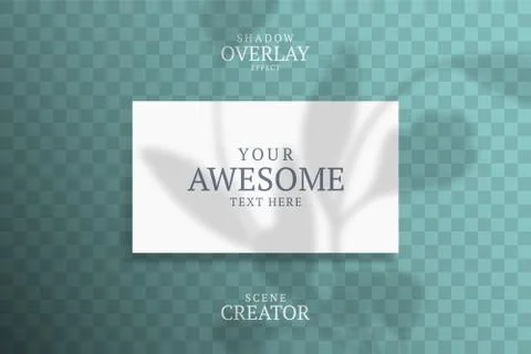 Shadow Overlay Plant Vector Mockup horizontal business Card. Vector Realistic Illustrazione stock