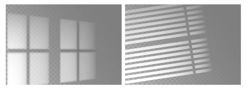 Shadow overlay realistic. Window light with shadow texture. Decorative sunlight Illustrazione stock