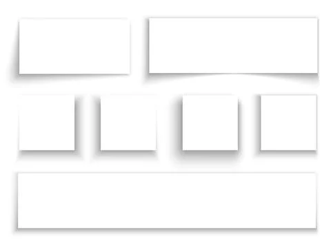 Shadow paper. Transparent realistic elements shadows, frame or border, different Stock Illustration