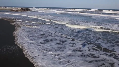 Shadow of a Paramotor Gliding Low Over the Shoreline Stock Footage 332520772