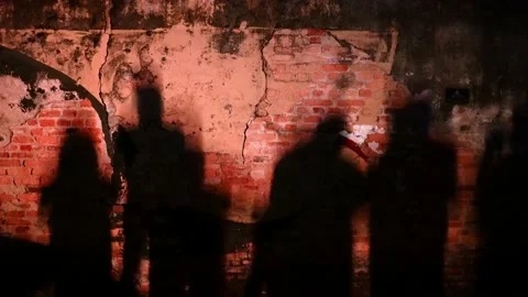 Shadow of people reflect at the old wall Stock Footage 181547103