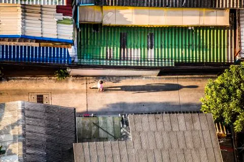 Shadow of a person walking Stock Photos