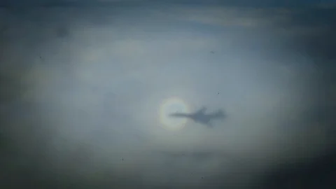 The shadow of the plane on the clouds Stock Footage 88237916