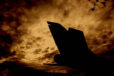 The shadow of plane on the sky Stock Photos