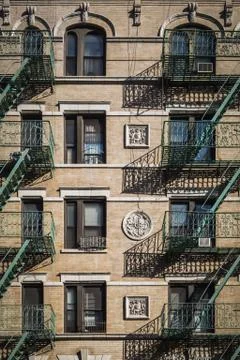 Shadow play on the facade of a Manhattan building Stock Photos