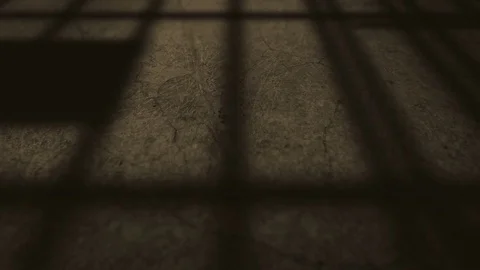 Shadow of a Prison Door Opening  Stock Footage 73348562