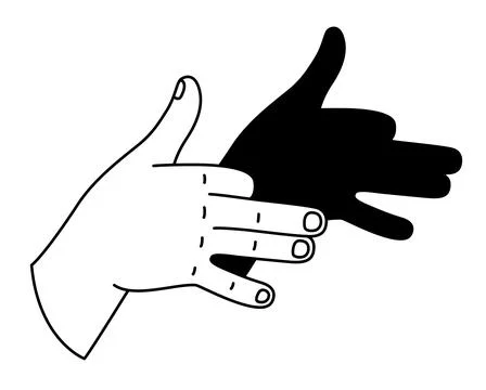 Shadow puppet dog hand gesture Stock Illustration