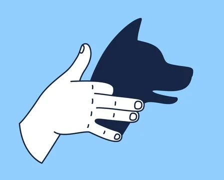 Shadow puppet dog hand gesture Illustrazione stock