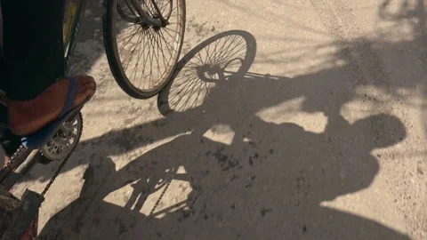 Shadow of rickshaw driver, Kathmandu, Bagmati Province, Nepal Stock Footage 147612277