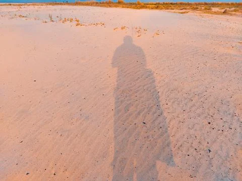 A shadow in sand desert with sky background Foto stock