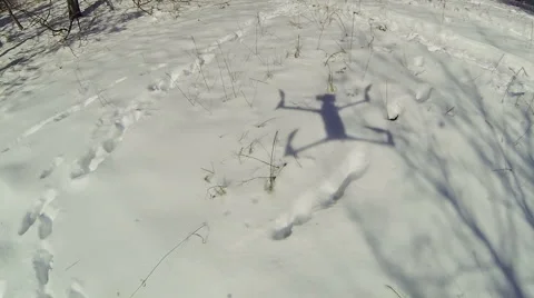 Shadow on the snow from quadrocopter. Stock Footage 47159773