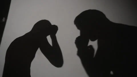 Shadow of sparring boxers in training Video stock 148161377