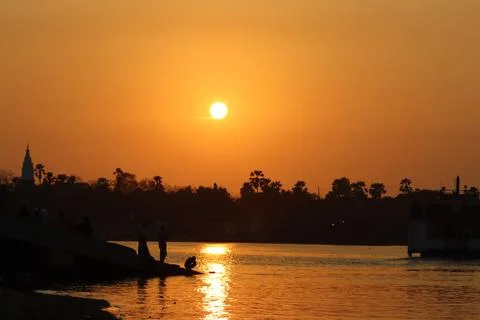 A shadow of a sunset on the river Stock Photos