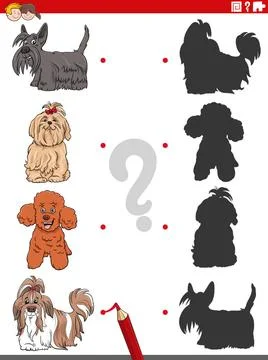 Shadow task with funny comic purebred dog characters Cartoon illustration ... Stock Photos