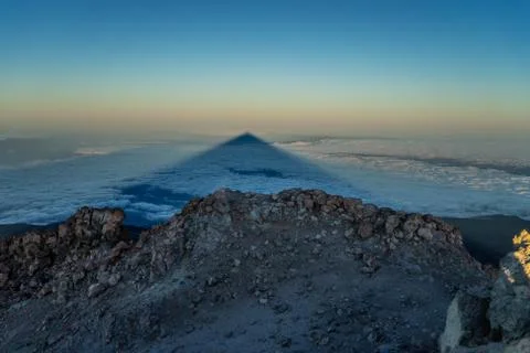 Shadow of the Teide volcano from the summit Stock Photos