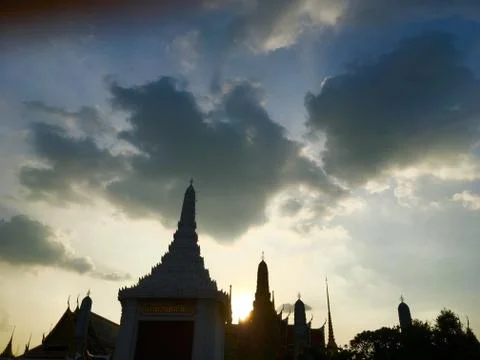 Shadow temple on evening sky Stock Photos