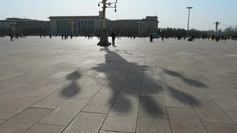 Shadow  tiananmen square During Covid-19 china beijing Stock Footage 130082934