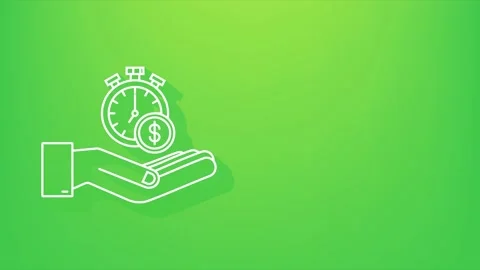 Shadow Timer and money in hands. Clock and bag, time is money, fast loan Vídeo Stock 169279310
